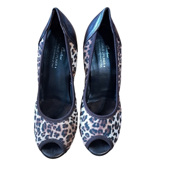 Donald J.Pliner Couture Leopard Print Peep Toe Pumps Size 9.5 - Picture 2 of 9
